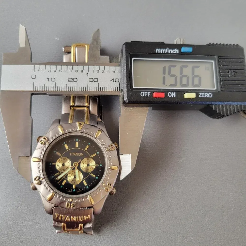 Vintage Titanium Chronograph Wristwatch - Two-Tone Band, Japan Quartz Movement